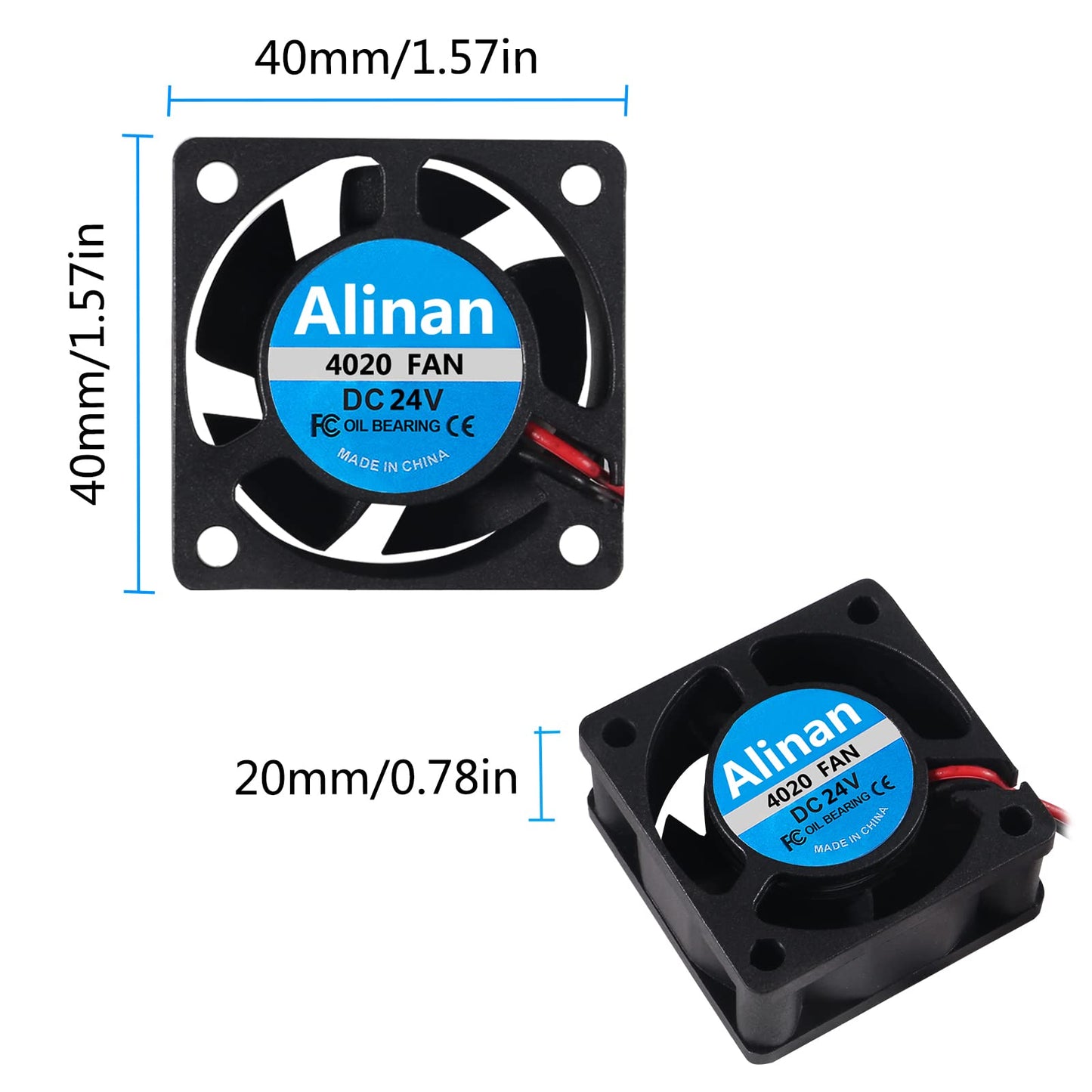 Alinan 6pcs 4020 24V Sleeve Bearing Brushless Cooling Fan 40 * 40 * 20MM with 2PIN Terninal 3D Printer Cooling Fan Computer Fan