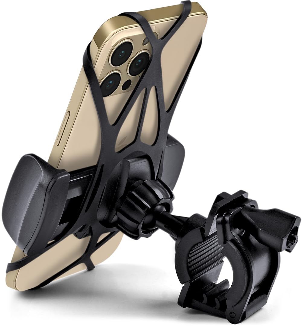 Bike & Motorcycle Phone Mount - for iPhone 16 Pro Max (15, 14, SE, Plus), Galaxy s25 or Any Cell Phone - Universal Handlebar Holder for ATV, Bicycle
