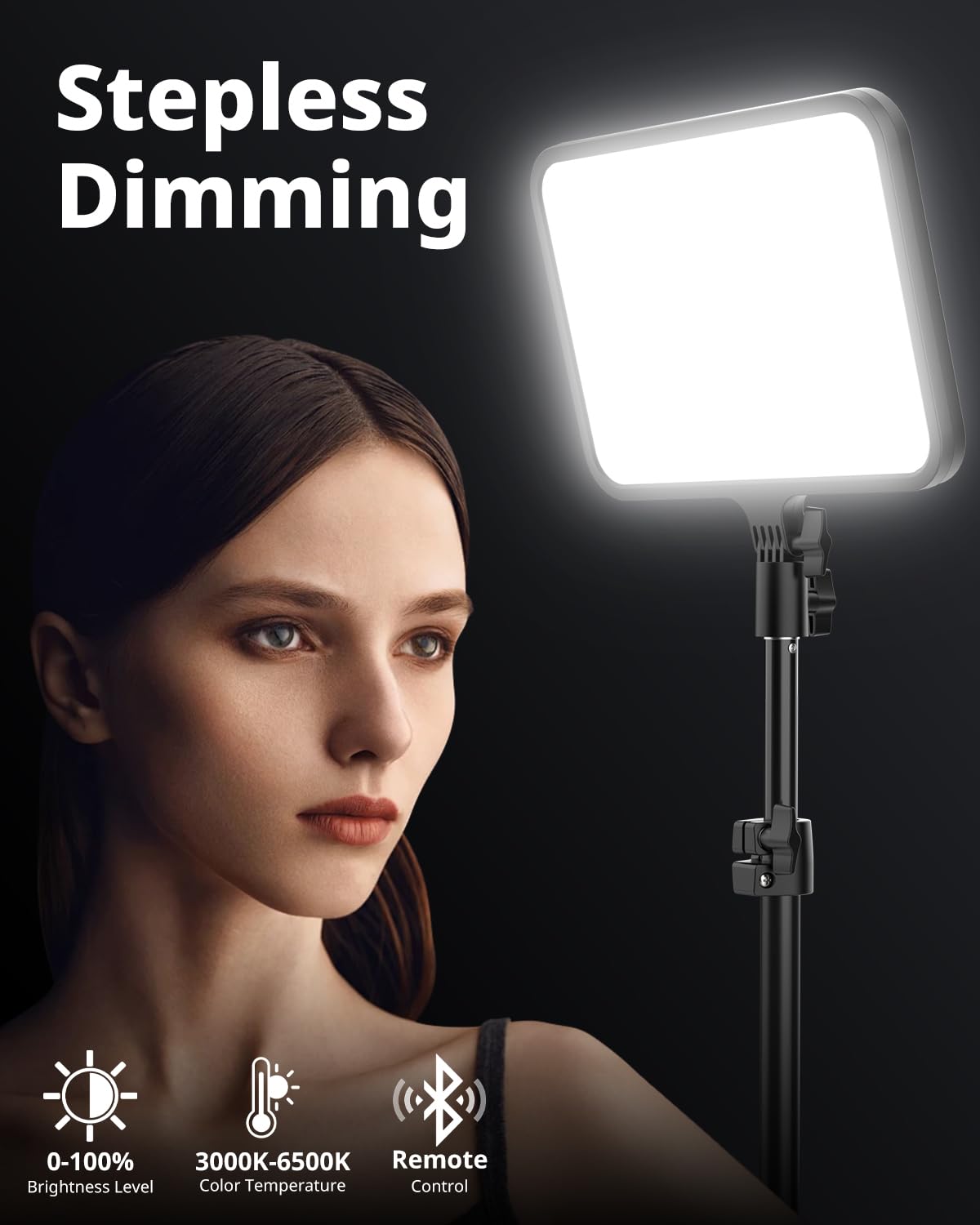 UBeesize LED Video Light Kit, Photography Lighting, 13" Studio Lights with 65" Tripod Stand and Phone Holders, Podcast Lighting for Video Recording