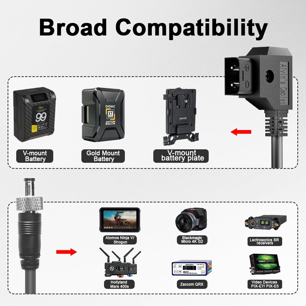 Alvin's Cables D-Tap to Locking DC Coiled Power Cable for Video Devices PIX E7 PIX E5 7 Touchscreen Display Hollyland Mars 400s