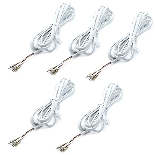 Sscon 5Pcs 6P4C RJ11 to 4 Spade Lug Telephone Cord Cable Connector (White 6.6Ft)