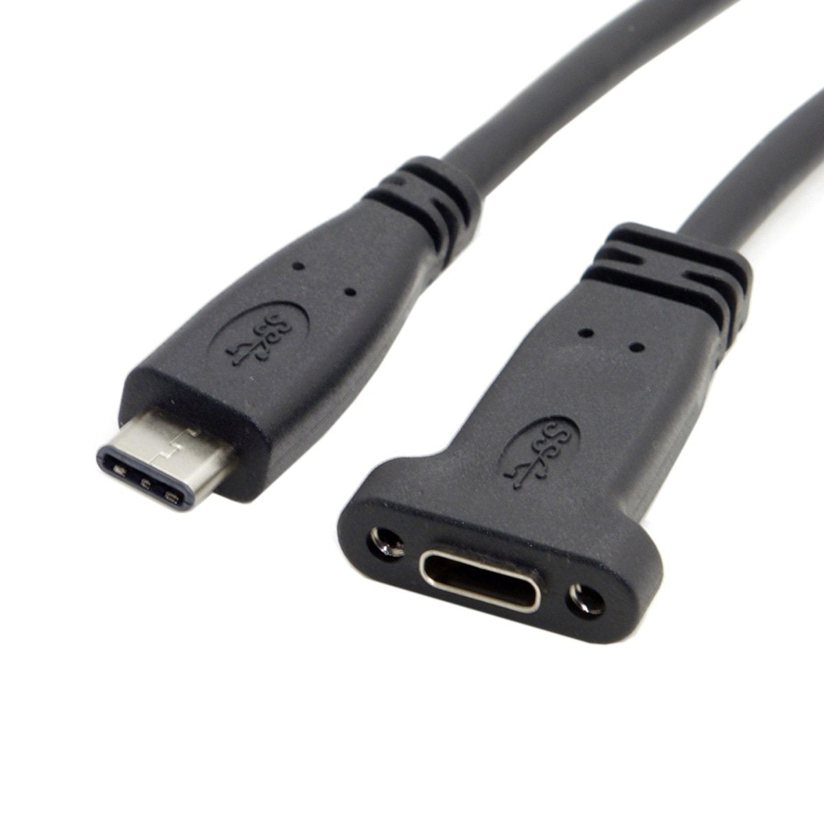 cablecc USB-C USB 3.1 Type C Male to Female Extension Data Cable with Panel Mount Screw Hole