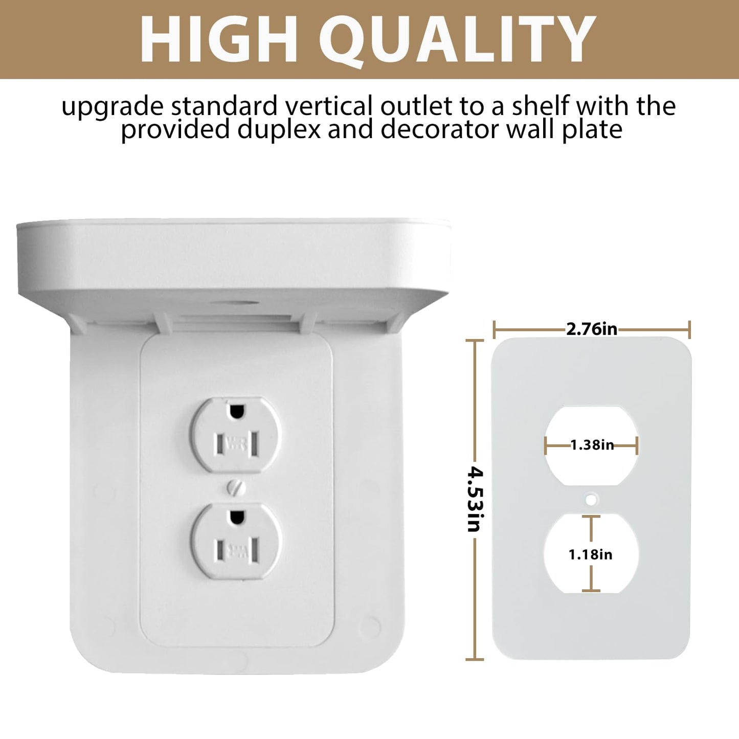 BELIEFLUO Outlet Shelf Holder Fit for Duplex Receptacle, Bathroom Decor,Cable Management,A Space Saving Solution, Homepod Mini Google Home/Echo/Smart