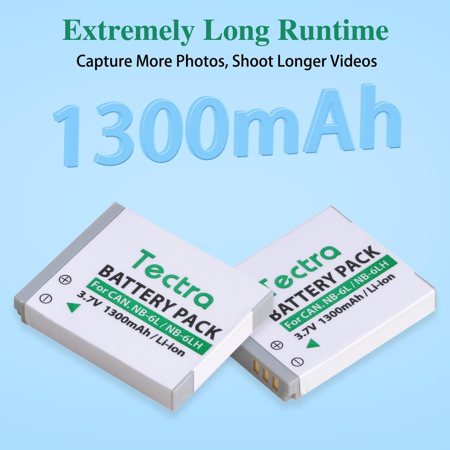 Tectra NB-6L NB-6LH Battery (2-Pack) + LED Dual Charger for Canon PowerShot SX710 HS, SX530 HS, SX510 HS, SX540 HS, SX700 HS, SX610 HS, SX600 HS