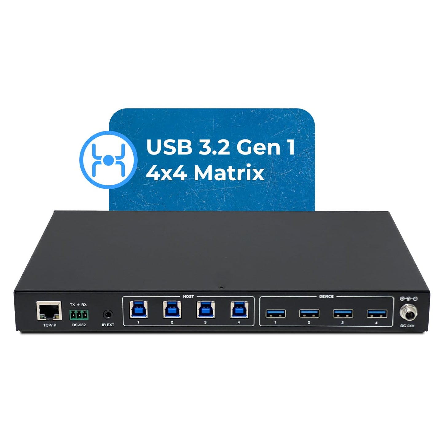 OREI USB 3.0 4x4 Matrix Peripheral Sharing Switch, Share 4 USB Devices with 4 Different Computer Hosts PC, Printer, Scanner, Mouse, Keyboard