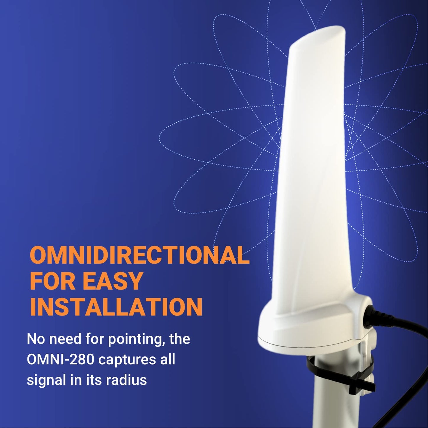 Poynting OMNI-280 Omnidirectional Wideband Cellular Desktop Antenna | SISO | 4G LTE | WiFi 2.4 GHz | 698-3800 MHz | Band 71 (1 Meter Cable)