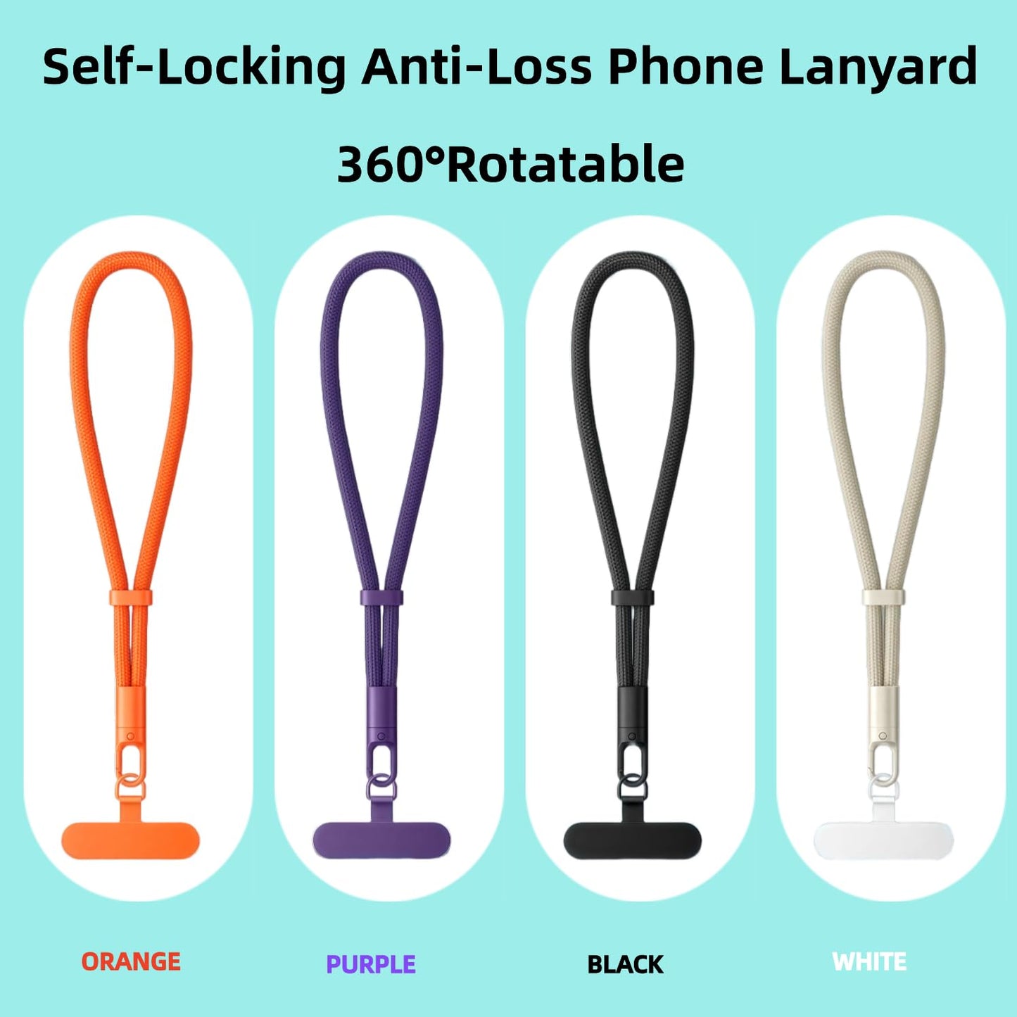 NUANJUYU Anti-Theft Phone Wrist Strap, 360° Rotatable with Adjustable Safety Lock & 2 Tabs, Secure Hand Phone Lanyard for Men Women?Purple?