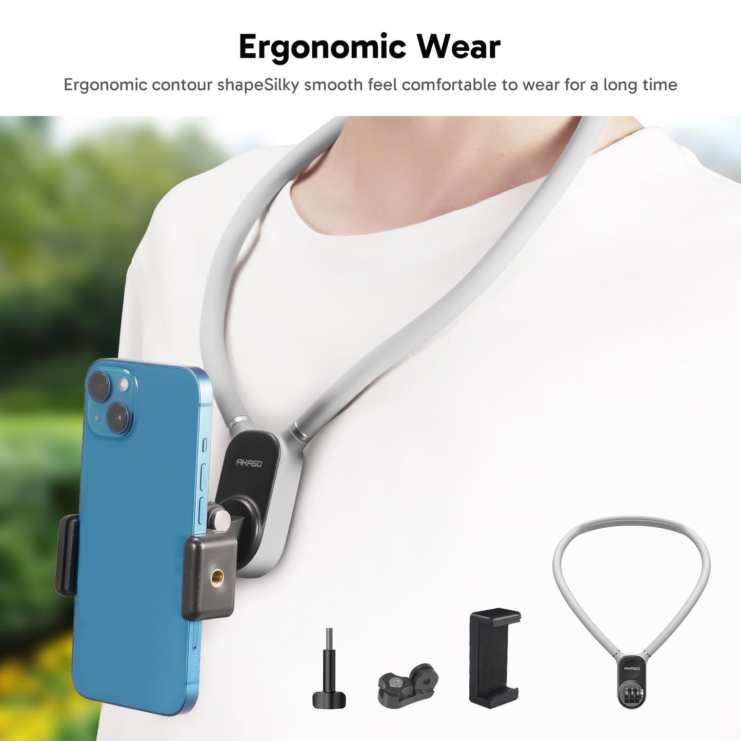 AKASO Magnetic Neck Mount Holder, Vlog Action Camera Accessories Compatible with GoPro Hero12/11/10/ 9/Max EK7000/Brave 4//DJI Osmo Action/Smart Phone