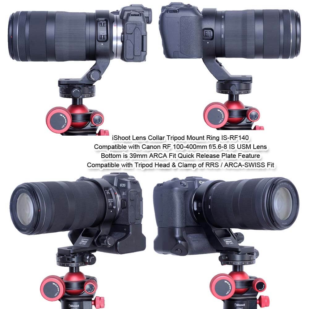 iShoot Tripod Mount Ring Lens Collar Compatible with Canon RF 100-400mm f/5.6-8 is USM, Lens Support Holder Bracket Bottom is Arca-Swiss Fit Quick