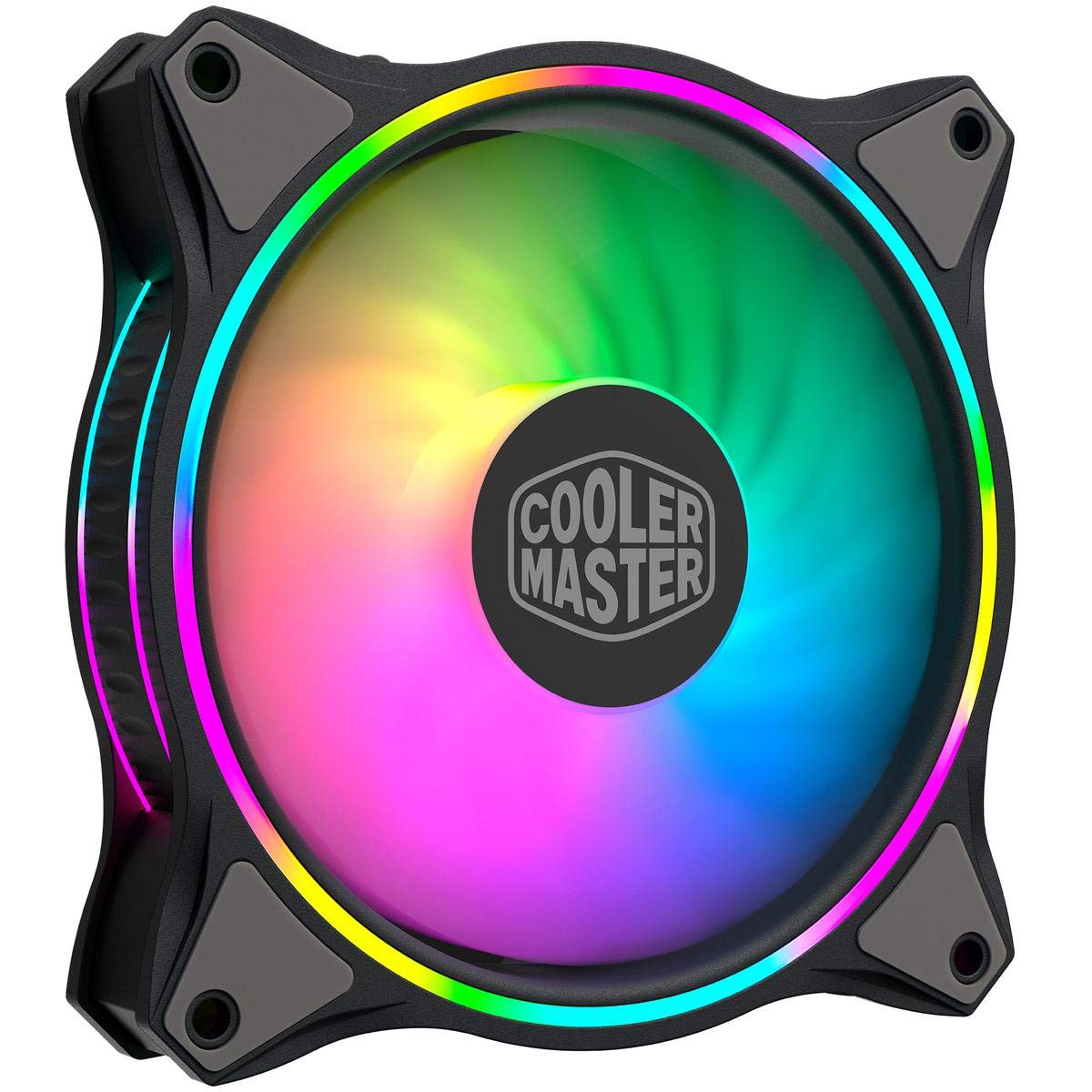 Cooler Master MasterFan MF120 Halo Fan, Duo-Ring ARGB Customizable Lighting, 120mm PWM Static Pressure, ARGB Header Extender For PC Case, Liquid