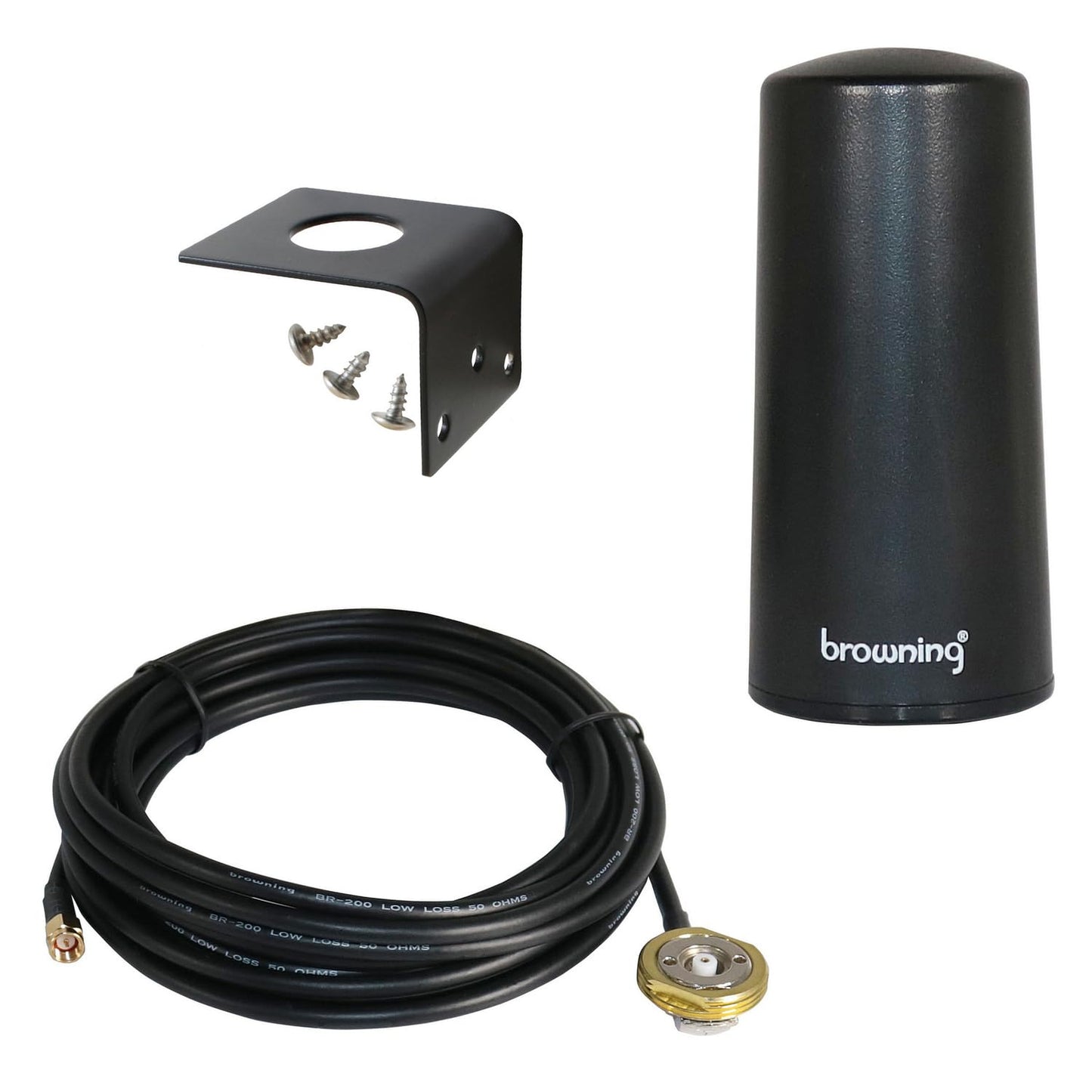 Browning 5G/4G/3G/LTE/WiFI/Cellular 4 dBi Gain 806 MHz to 2500 MHz Tri-Band Antenna Hole Mount Kit w/17ft. Low Loss Cable and SMA
