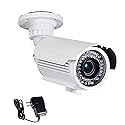 VideoSecu Day Night Outdoor 690TVL Infrared Sony CCD OSD Security Camera Zoom Lens for CCTV DVR Home Surveillance System, Including Power Supply