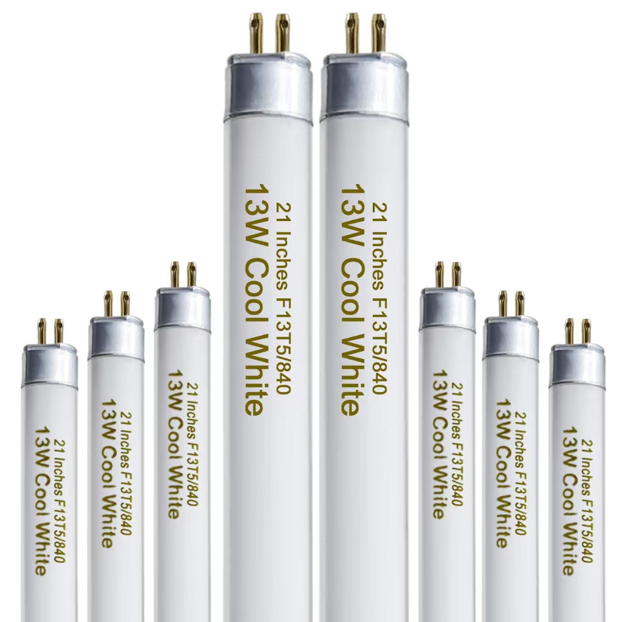 8 Pack 21 Inch T5 Fluorescent Light Bulb 13 Watt F13T5/CW Compatible for Sylvania Satco Philips GE Under Cabinet Tube Light Cool White 800 Lumen G5