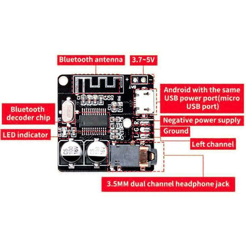 Acxico 2Pcs VHM-314 Bluetooth Audio Receiver Board 5.0 MP3 Lossless HF Board DIY