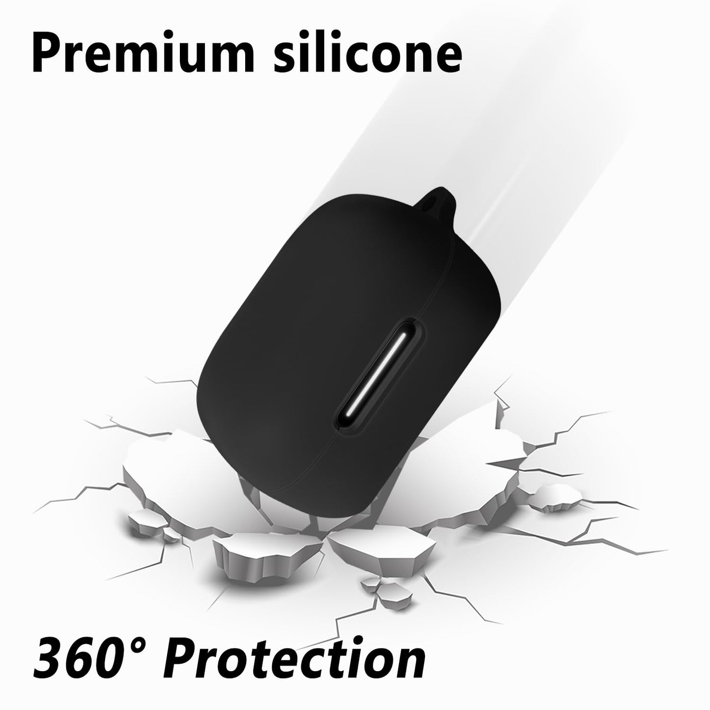 Geiomoo Silicone Case for Anker Soundcore P30i, Protective Cover with Carabiner (Black)