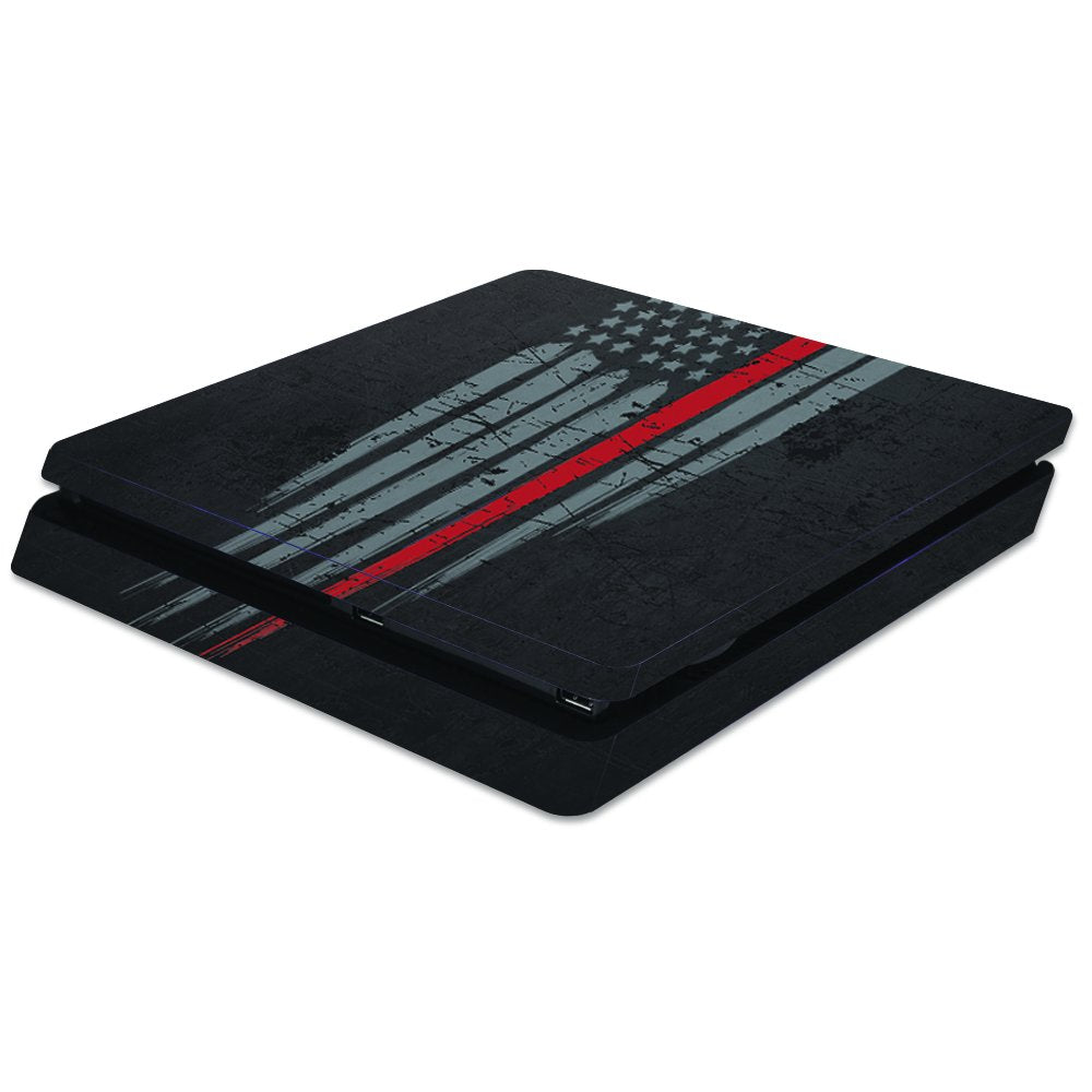 MightySkins Skin Compatible with Sony PS4 Slim Console - Thin Red Line | Protective, Durable, and Unique Vinyl Decal wrap Cover | Easy to Apply