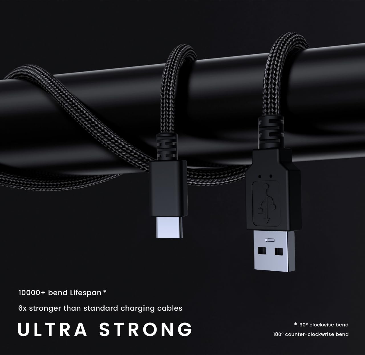 PWNAGE Ultra Custom Paracord Ultra Flexible USB C Cable for Gaming Keyboard, Mouse, Charging, Double-Sleeved Mechanical Keyboard Cable, 1.8M USB-A