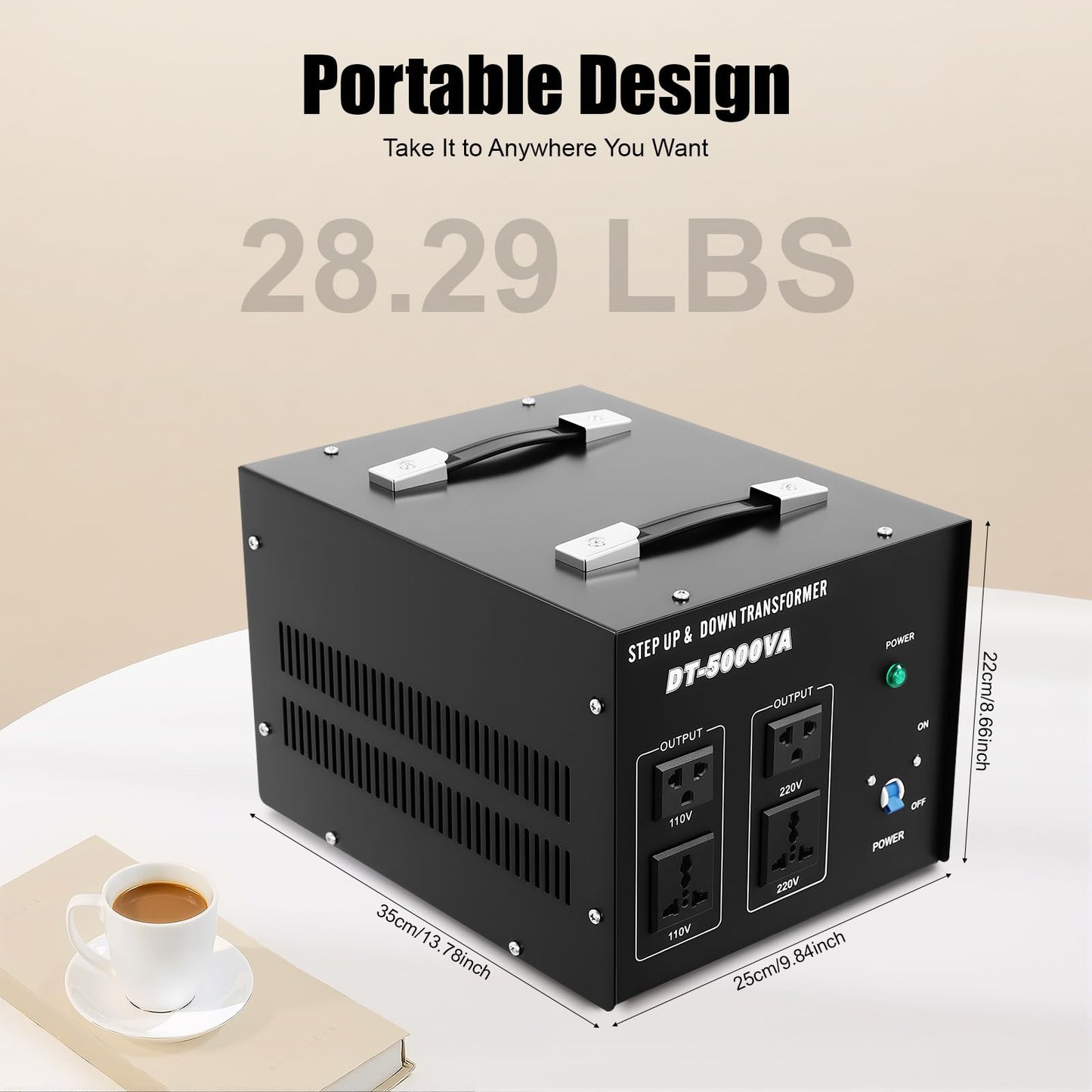 Voltage Converter Transformer, DT-5000VA 110V/220V Step Up/Down Power Converter with 4 Outlets Power Converter Voltage Regulator Stabilizer