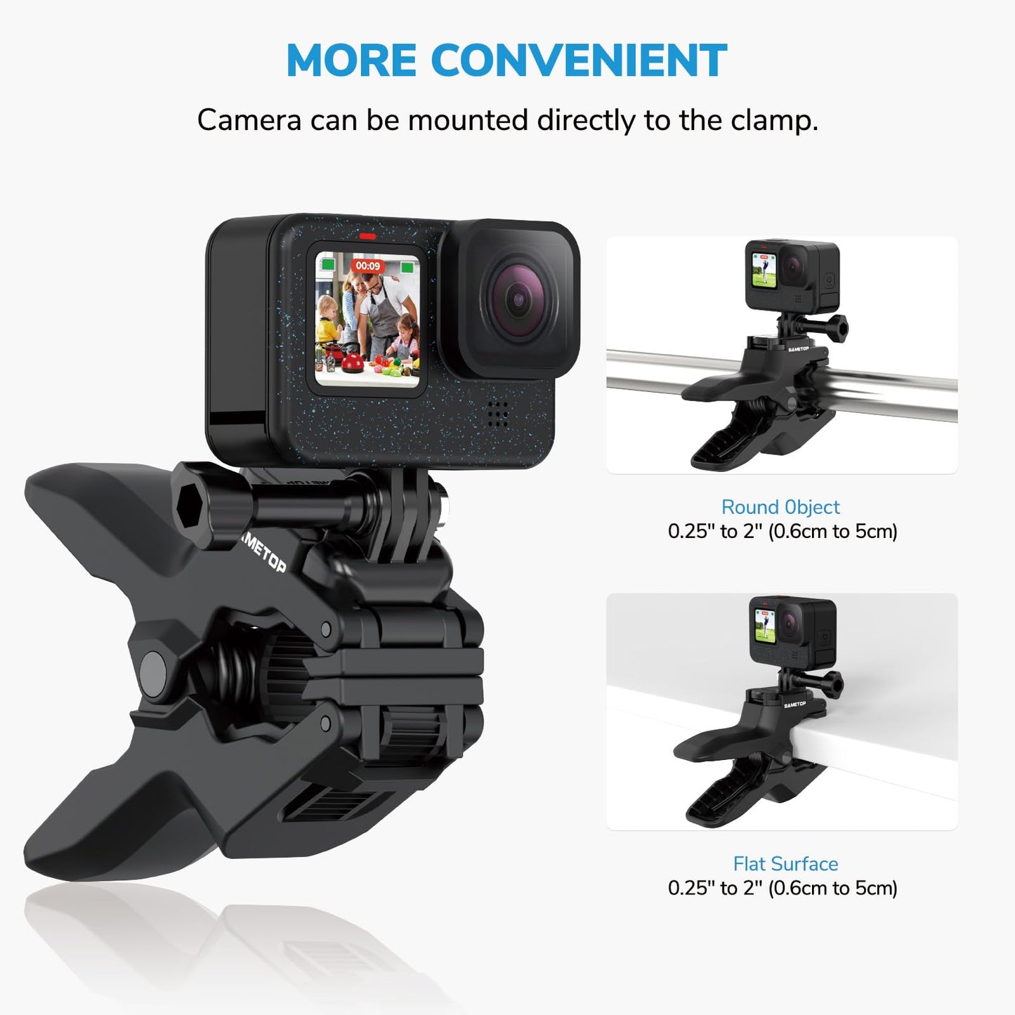 Sametop Jaws Flex Clamp Clip Mount Gooseneck Mounts Compatible with GoPro Hero 13 12 11 10 9 8 7 6 5 4 Session 3+ 3 2 1 Max DJI Osmo Akaso Action
