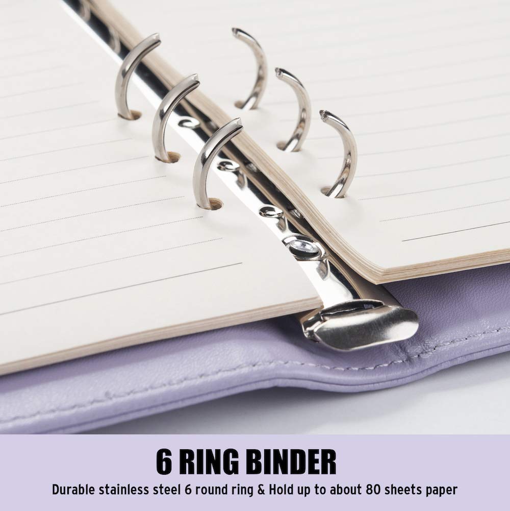 Sooez A5 Binder 6 Ring, Refillable Notebook Planner Cover, mini Binder