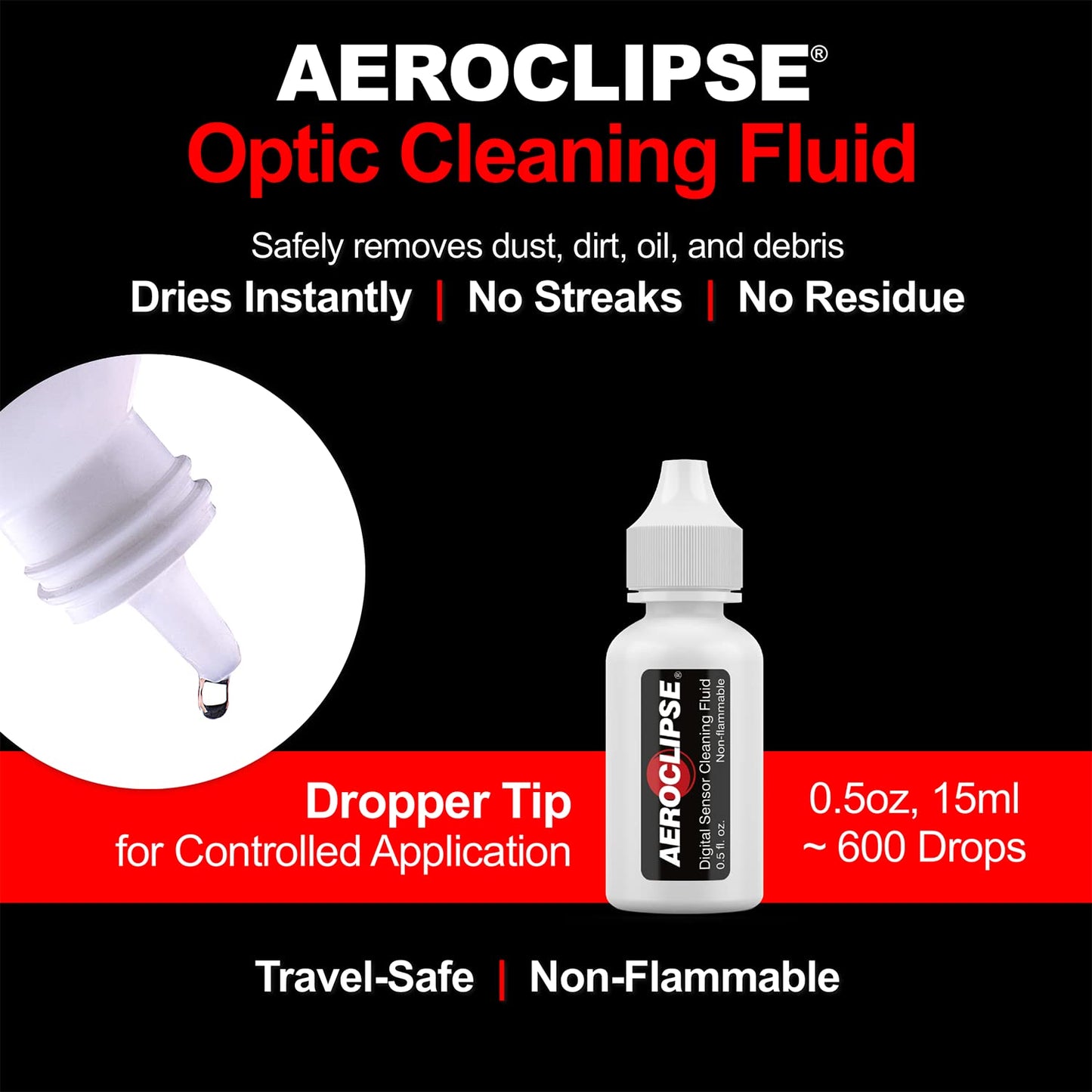 Aeroclipse Optic Cleaning Fluid and PEC-PAD Lint Free Wipes - Critical Optic Non-Flammable Cleaning Solution - Non-Abrisive Cleaning Wipes
