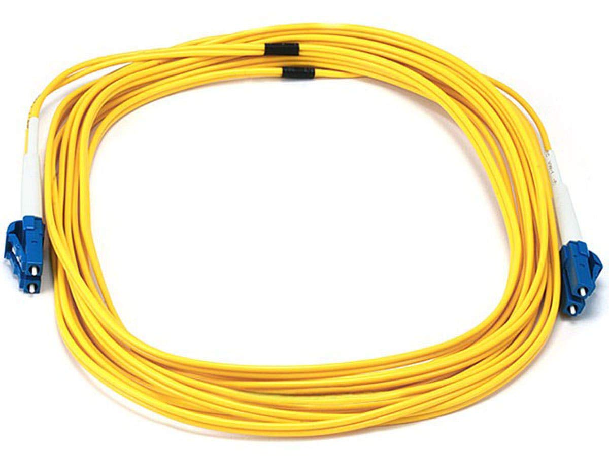 Monoprice Single Mode Fiber Optic Cable - LC to LC, 9/125 Type, Duplex, UL Rated, 2.0mm Outer Diameter, 5 Meter, Yellow