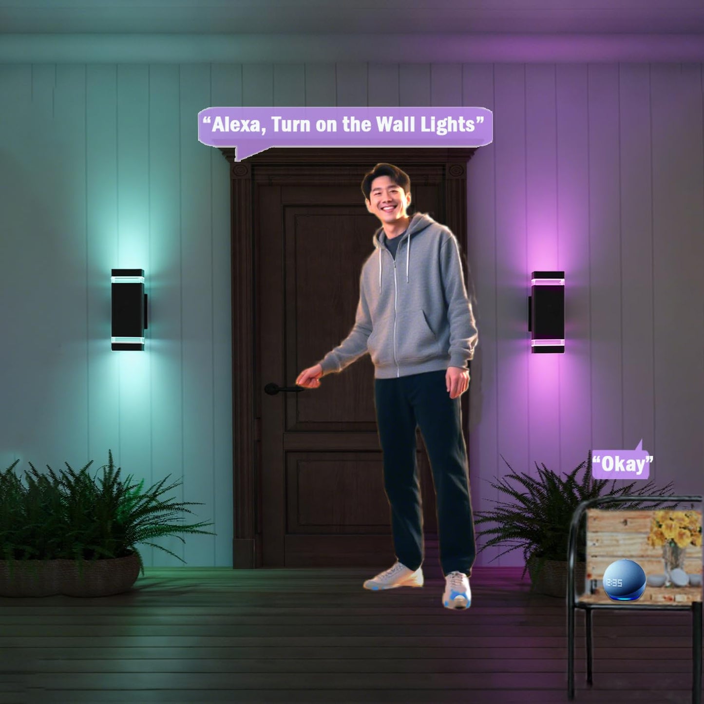 rosykite RGB+CCT Outdoor Wall Light 3 Pack, App Control Up Down Wall Sconce, Color Changing 2700K-6500K Exterior Lighting, Waterproof Aluminum LED