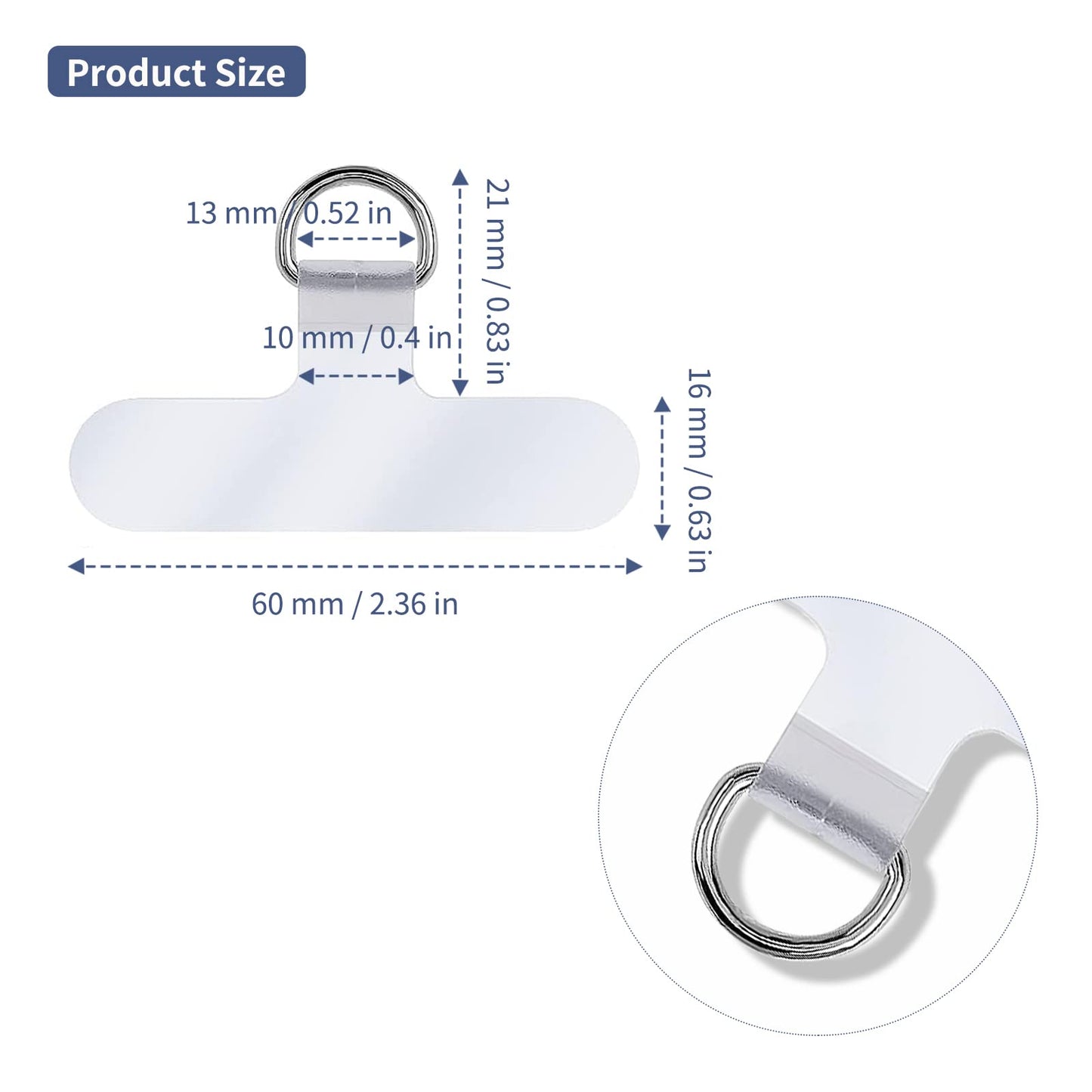 8 Pieces Phone Tether Tab, Reusable Phone Lanyard Patch Tether Tab, for iPhone Most Smartphones, Prevent Lose, Transparent TPU(Without Adhesive)