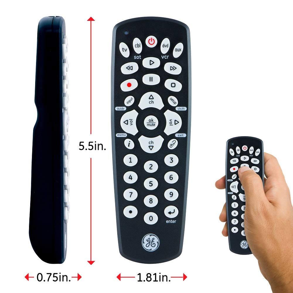 GE Universal Remote Control for Samsung, Vizio, LG, Sony, Sharp, Roku, Apple TV, TCL, Panasonic, Smart TVs, Streaming Players, Blu-ray, DVD, 4-Device