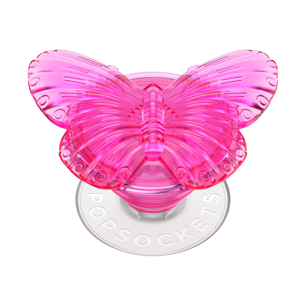 PopSockets Phone Grip with Expanding Kickstand, Adhesive Grip, Enamel - Molded Butterfly Magenta