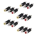 Hosyl RCA Female to Female Coupler, 3-RCA Female to Female Jack Coupler Adapter White Red Yellow - 5 Pack