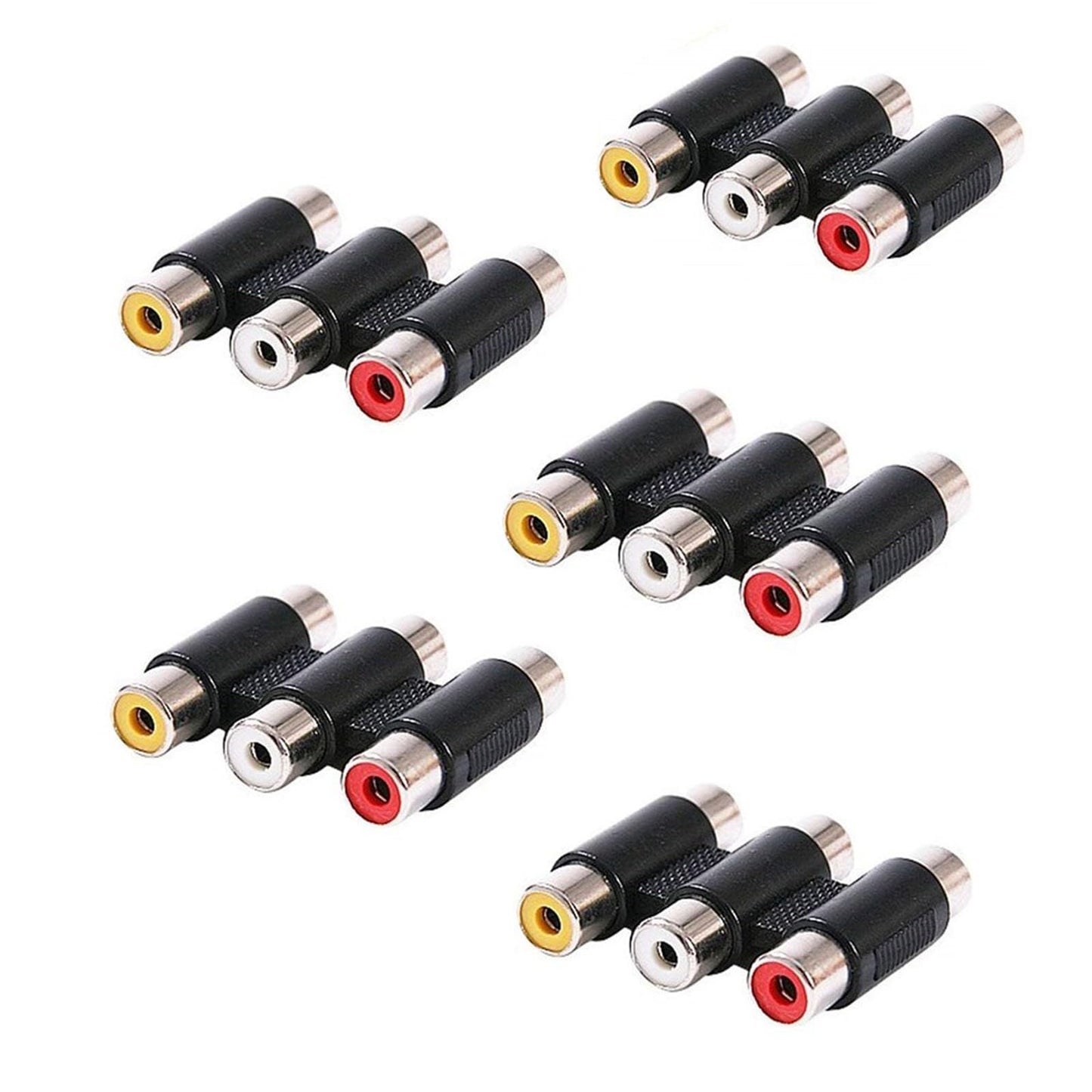 Hosyl RCA Female to Female Coupler, 3-RCA Female to Female Jack Coupler Adapter White Red Yellow - 5 Pack