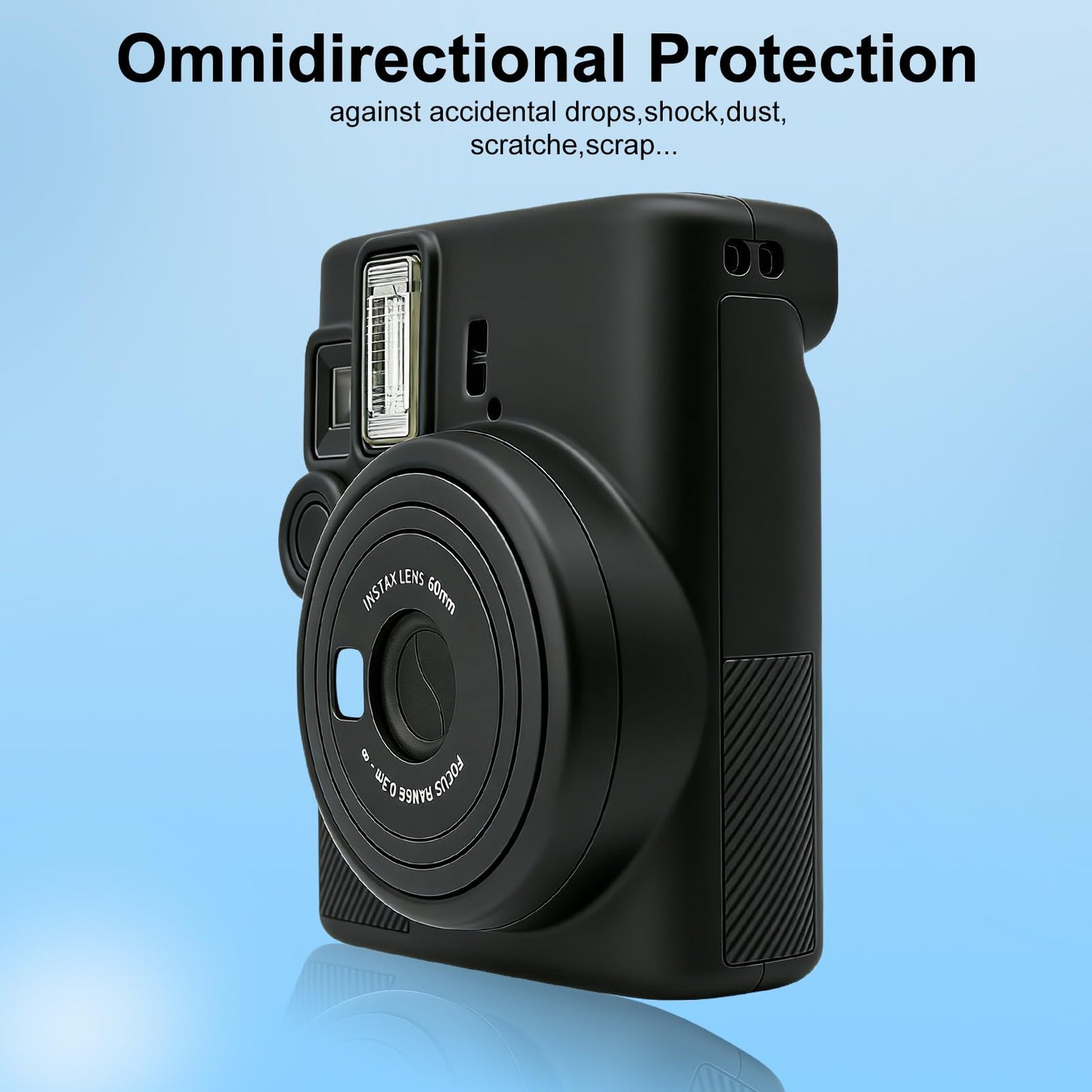 Camera Case for Instax Mini 41, Soft Silicone Protective Cover, Anti-Scratch Shockproof Camera Accessories Black