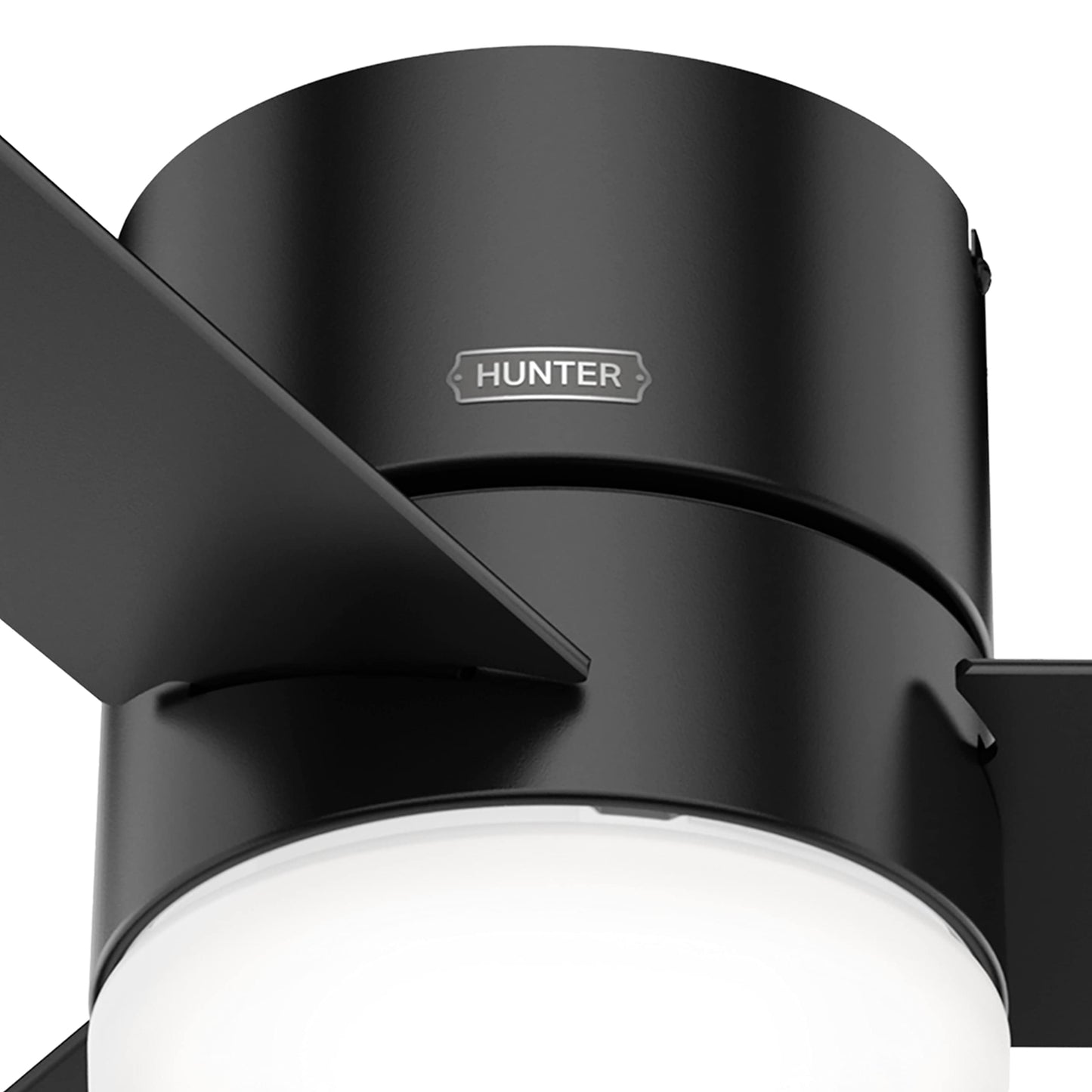 Hunter Fan 52 inch Low Profile Matte Black Indoor Ceiling Fan with LED Light Kit and Remote Control (Renewed)