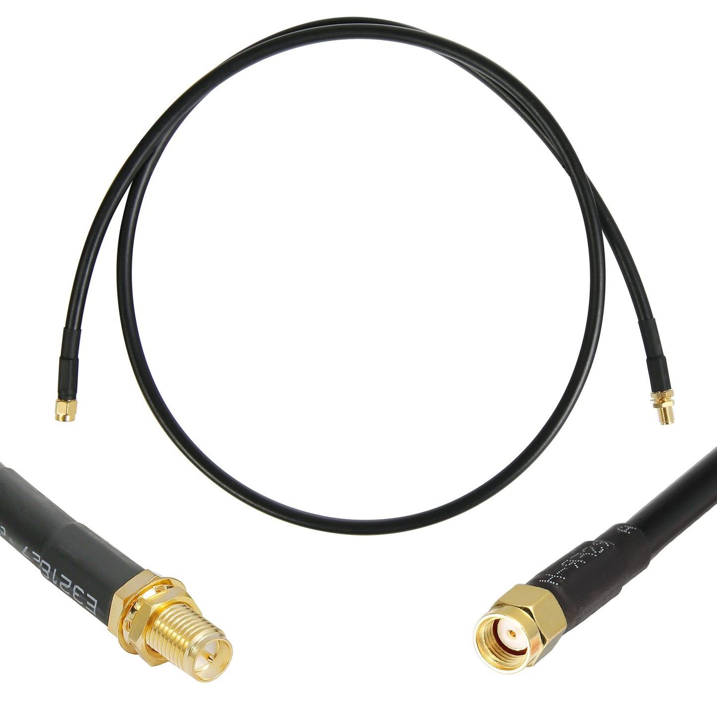 WIZACE 3 ft RP-SMA Male to RP-SMA Female S-MR240 Extension Cable (50 Ohm), Pure Copper Low-Loss Coax Jumper for WiFi Router Wireless Network Card