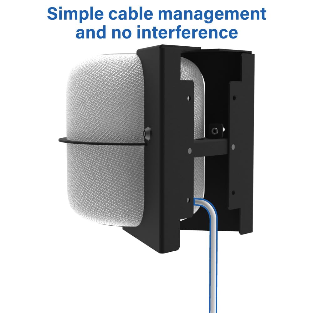 RackSolutions Secure HomeBase Wall Mount for Apple HomePod - Secure, Lockable Mount with Cable Management