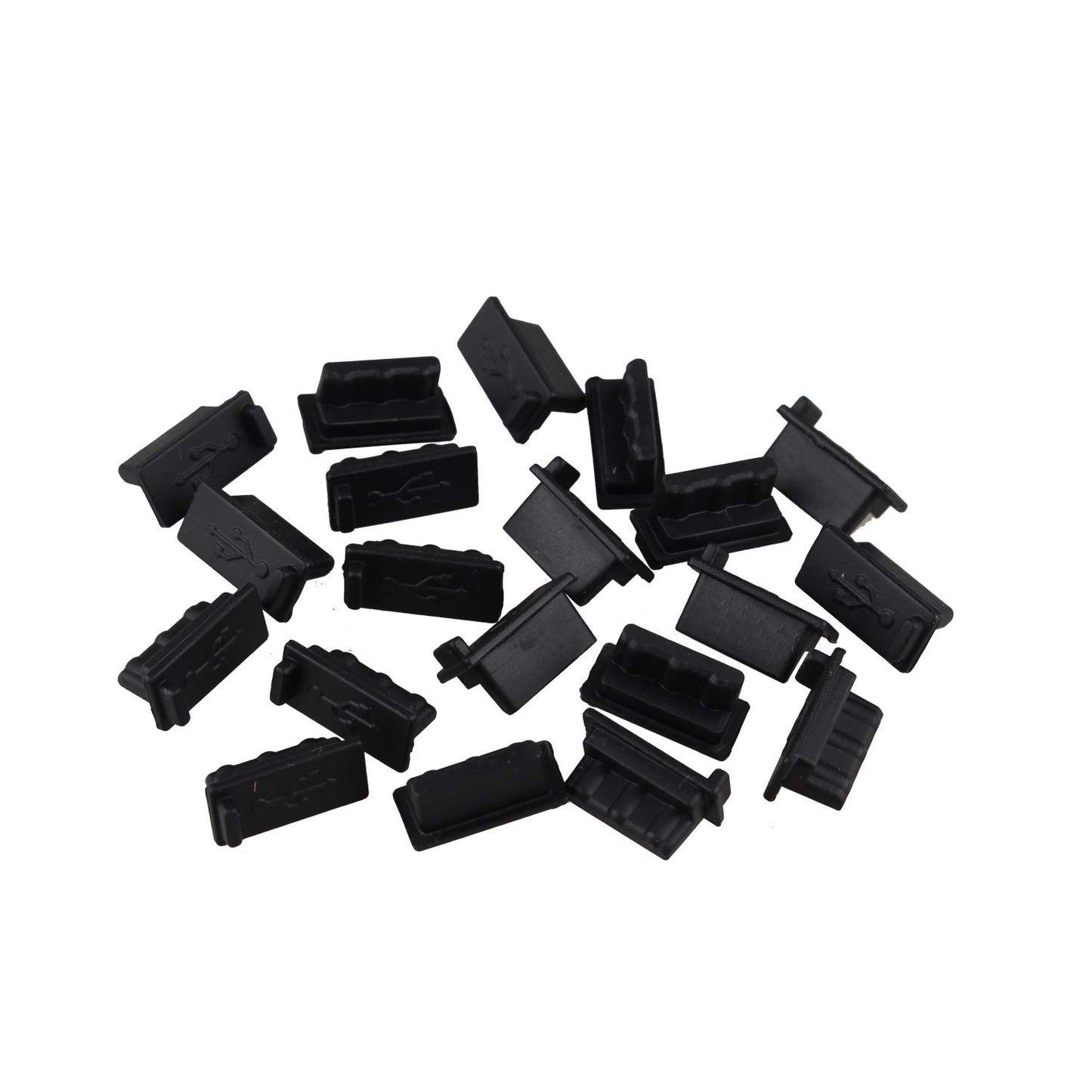 Futheda 20PCS Universal Silicone USB 2.0/3.0 Port Plug Cover Cap Female Jack Interface Anti Dust Protector Black Compatible with Tablet PC Notebook
