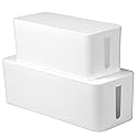 Iron Forge Cable Cable Management Box, 2 Pack - White Cord Organizer and Hider for Wires, Power Strips, Surge Protectors & More - Includes Sleeve