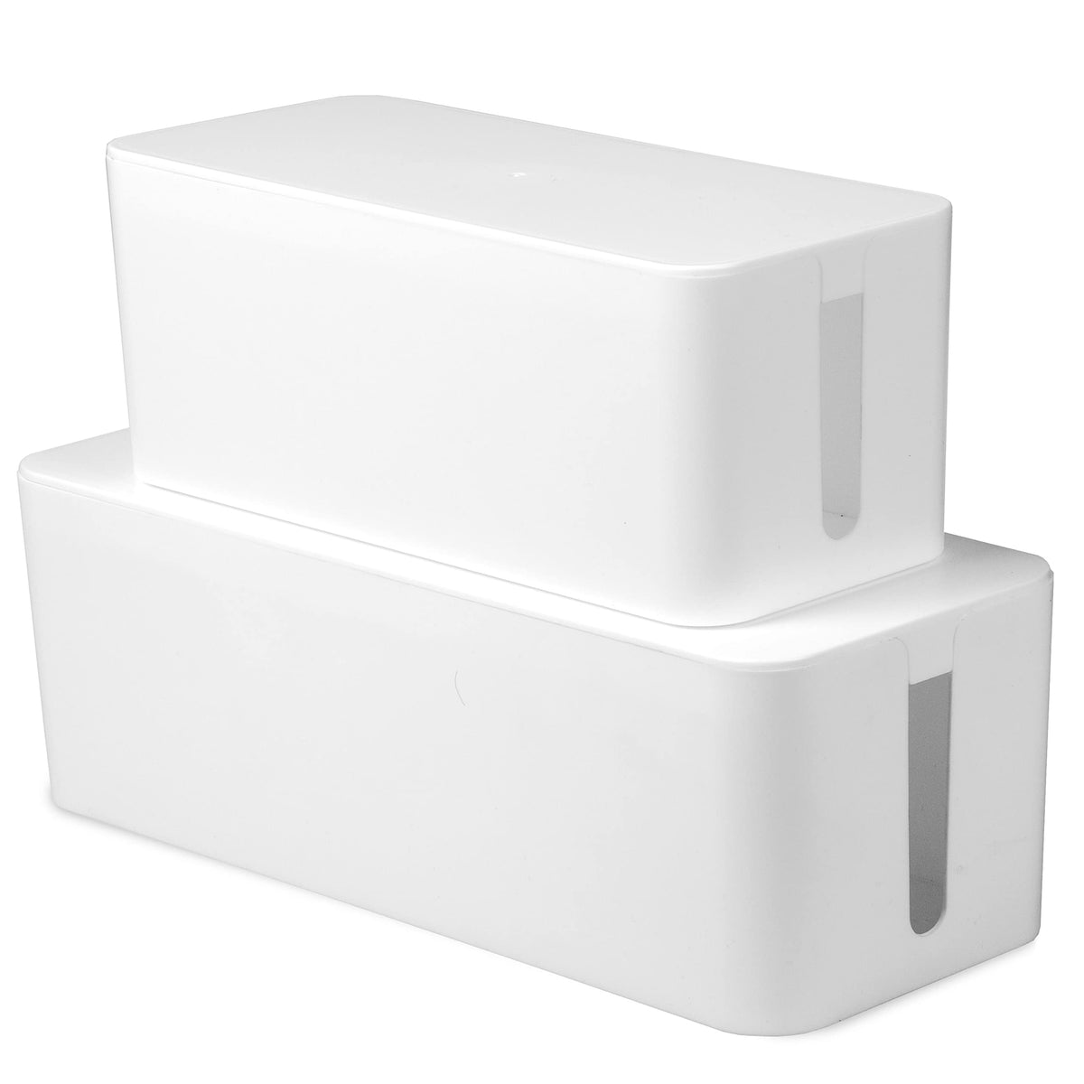 Iron Forge Cable Cable Management Box, 2 Pack - White Cord Organizer and Hider for Wires, Power Strips, Surge Protectors & More - Includes Sleeve