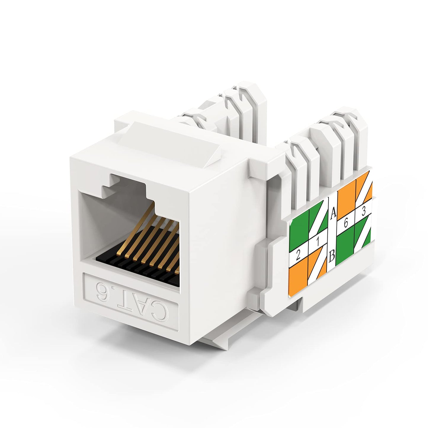 CableCreation Cat6 Keystone Jacks, 10-Pack RJ45 Keystone Jack, Ethernet Keystone Modular Female Connectors, White