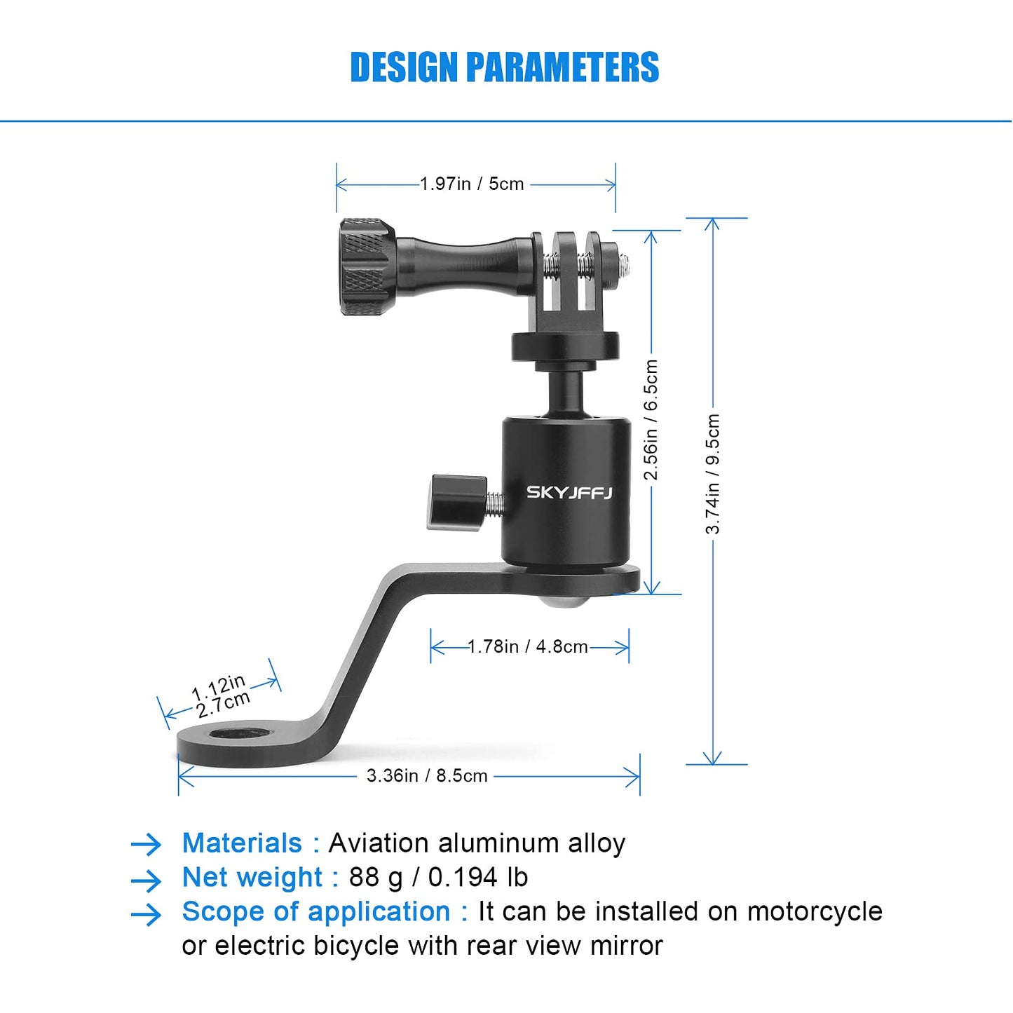 SKYJFFJ Motorcycle Sports Camera Holder Mount for Gopro Hero 13 12 11 10 9 8 DJI Osmo Insta360 AKASO and Other Action Camera