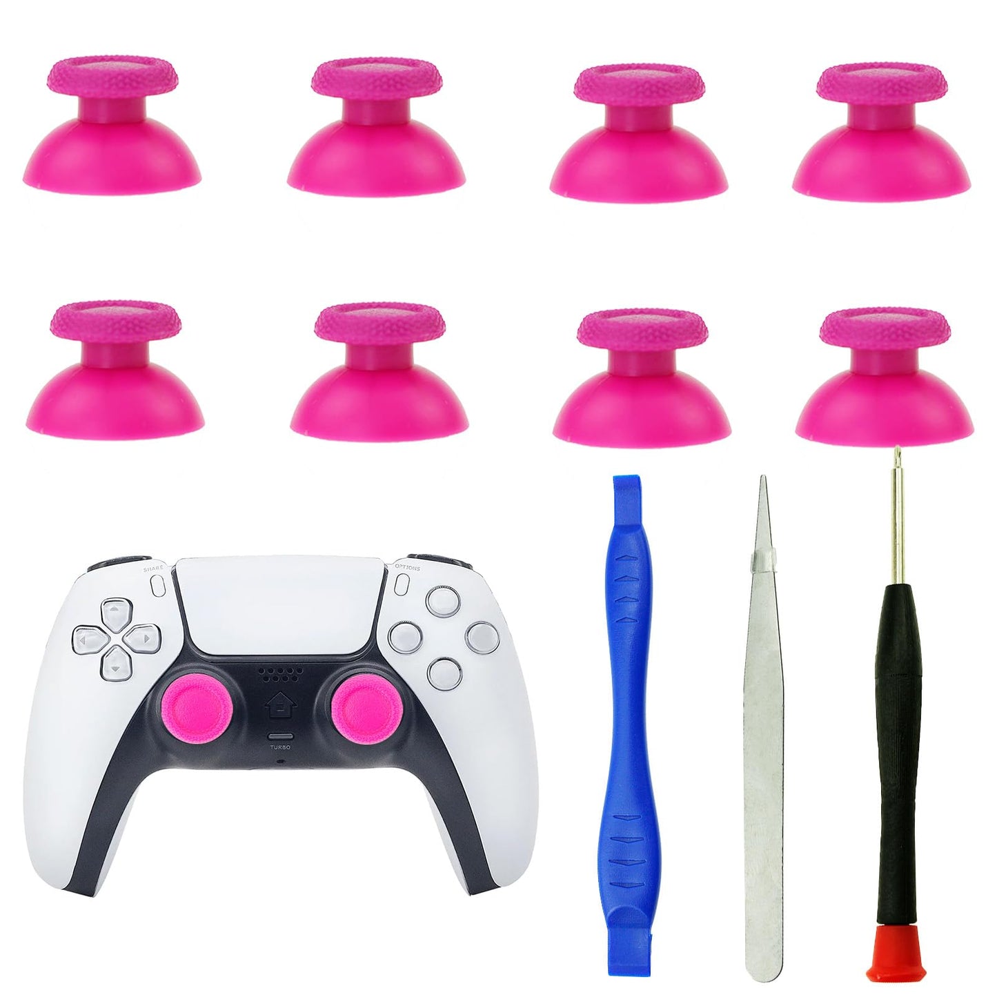 CDHKOZ 8PCS Replacement Analog Joystick Thumb Sticks Thumbstick for Playstation 5 PS5 Controller, with Screwdriver Repair Tool (Pink)