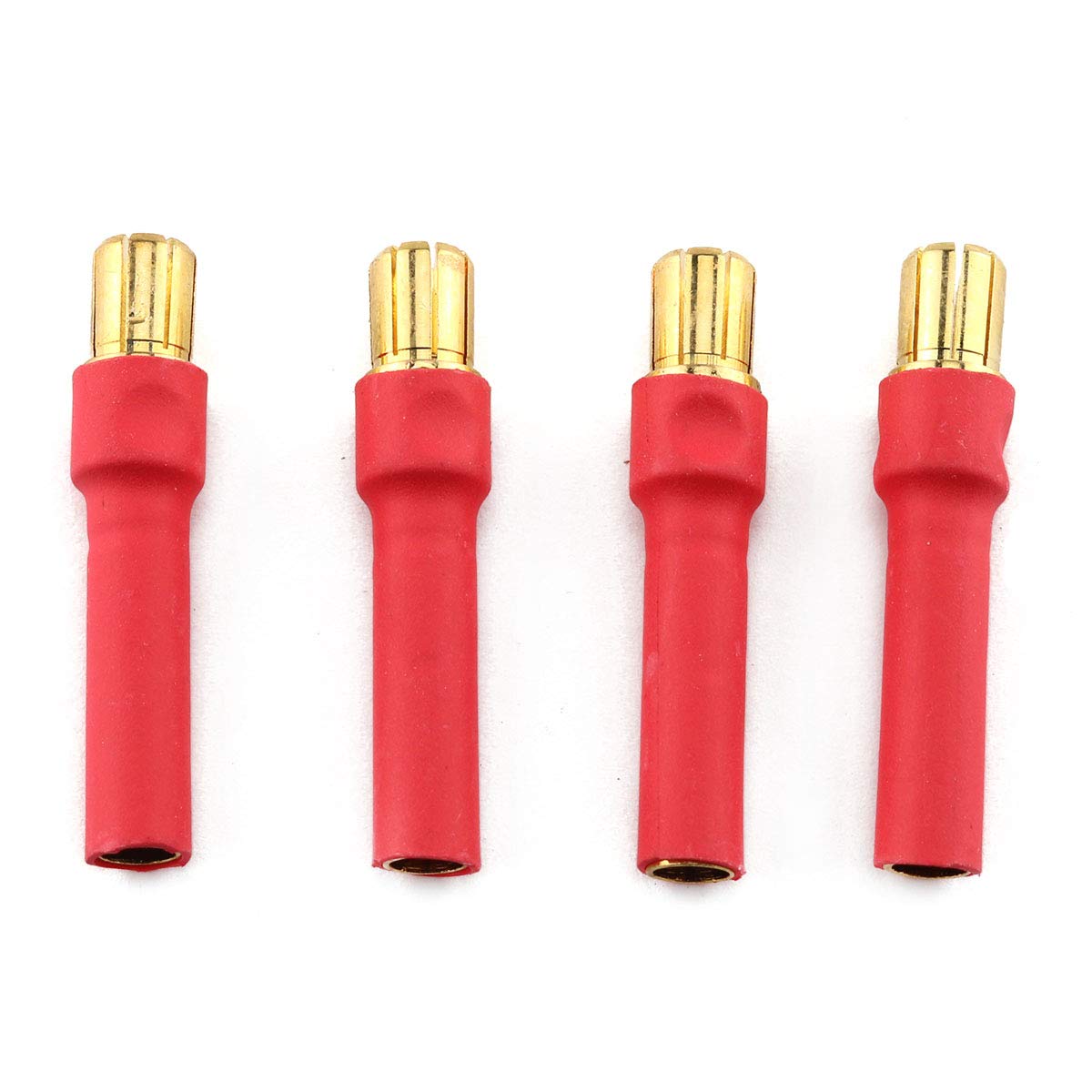 E-outstanding 4-Pack 4.0mm Female to 6.0mm Male Gold Plated Banana Bullet Connectors Plugs Conversion Adapter with Red Housing
