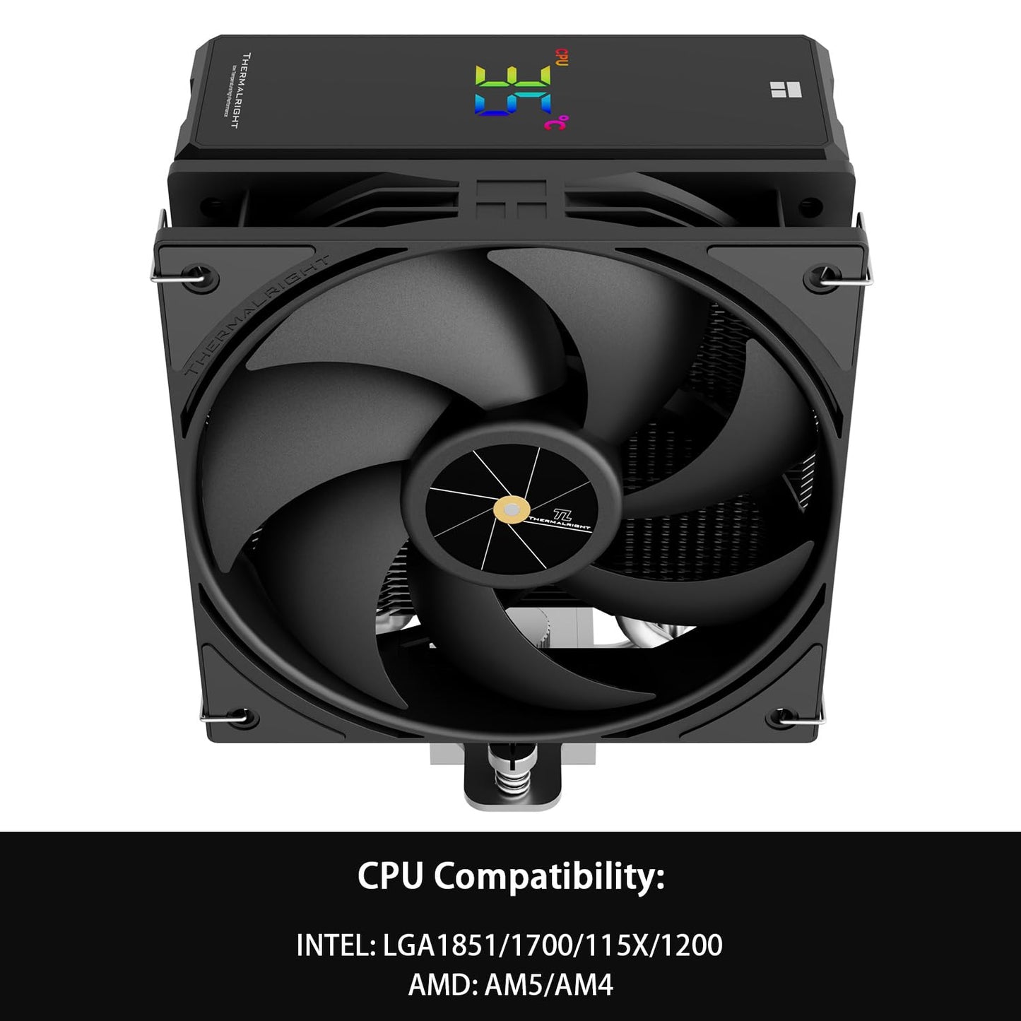 Thermalright Assassin X 120R Digital Black CPU Cooler Air with 4X6mm HeatPipes, Digital Screen Top Cover,PWM Fan Heatsink CPU Cooler,151mm High