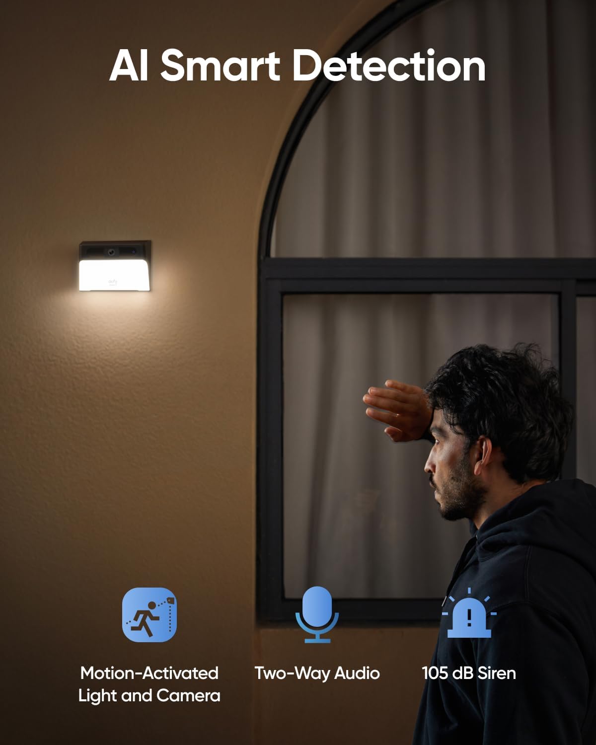 eufy Security Solar Wall Light Cam S120,Solar Security Camera,Wireless Outdoor Camera, Forever Power,Motion Activated Light,AI Detection,IP65