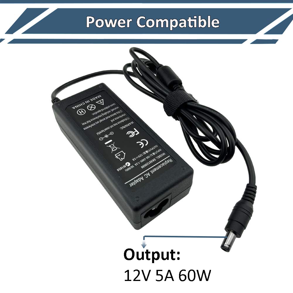 12V 5A AC Adapter fit for 19" 20" 24" 28" 32" LED HDTV TV Insignia 1080p NS-19E430A10 NS-32D220NA16 NS-32DD220NA16 Charger Supply 60W Power Cord,8.8ft