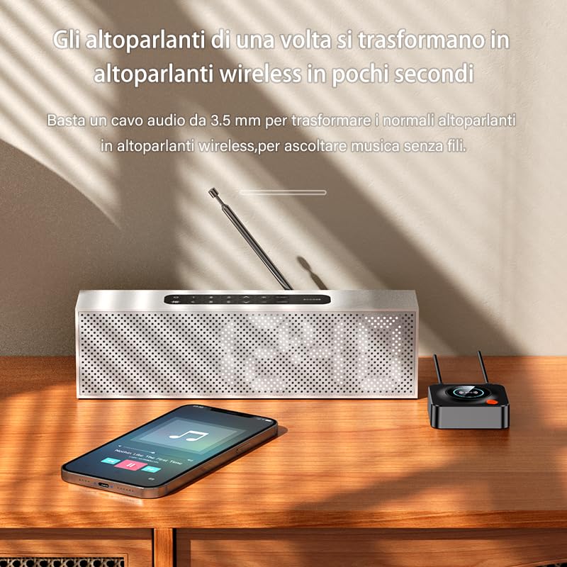 eppfun Bluetooth 5.3 Receiver for Home Stereo, with NFC, TF Card Slot, 3.5mm AUX/RCA, Wireless Audio Adapter Low Latency for Home Music Streaming