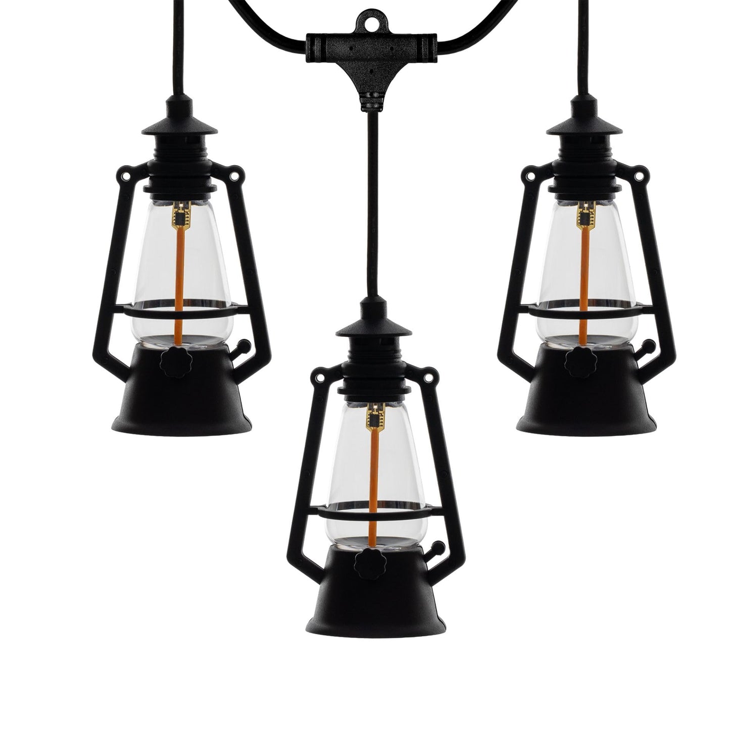 Festive Living 10 Light LED Flicker Flame Plastic Oil Lamp String Set, 20ft Black Wire - Indoor/Outdoor Vintage Flame Effect