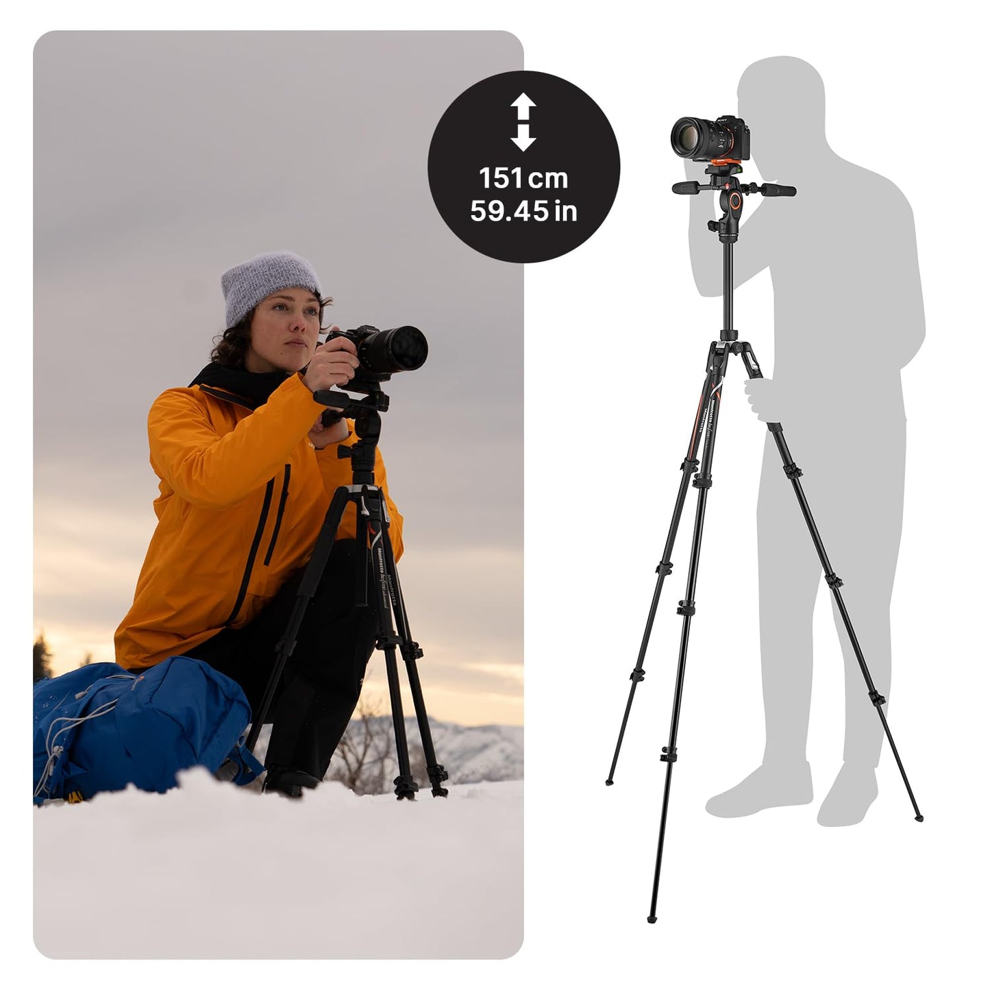 Manfrotto Befree Advanced 3-Way Camera Tripod for Sony's Alpha Cameras, Aluminium Travel MiniTripod, Lever Lock, with 3-Way Fluid Head, for Photo