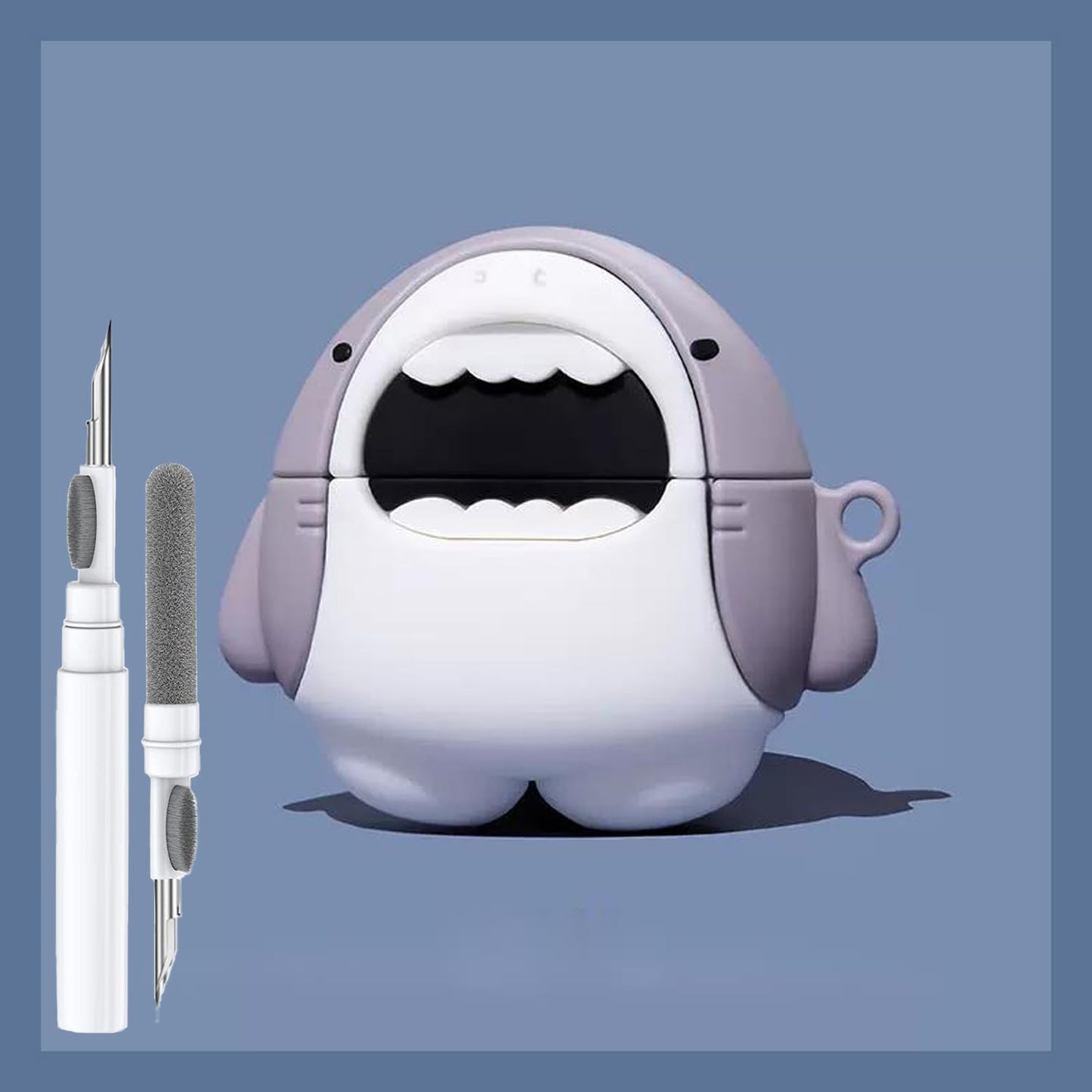 Cute Shark Case for Airpods Pro/Pro 2 Gen Cases 2023/2022/2019, Funny 3D Cartoon Kawaii Cool Cover with Cleaning Kit & Keychain for Apple Airpod Pro
